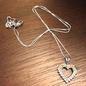 Open heart diamond accented necklace